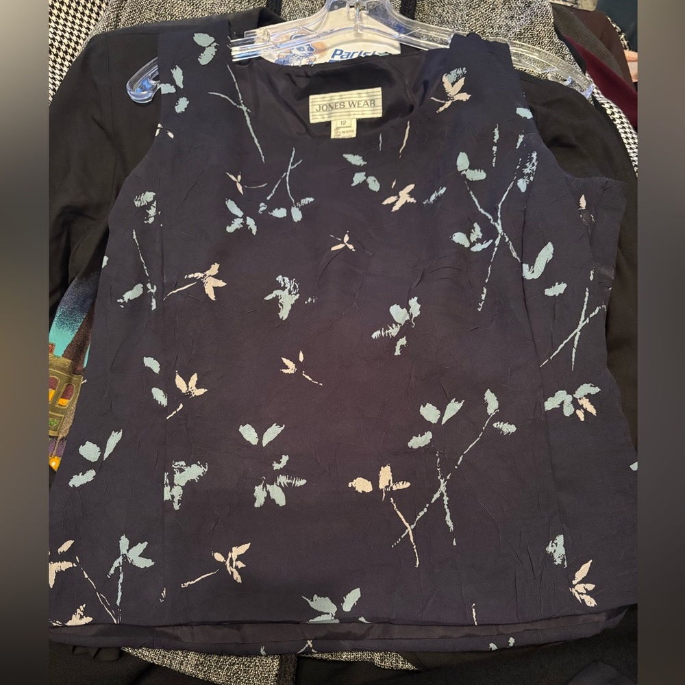 Jones Wear Navy Floral Blouse